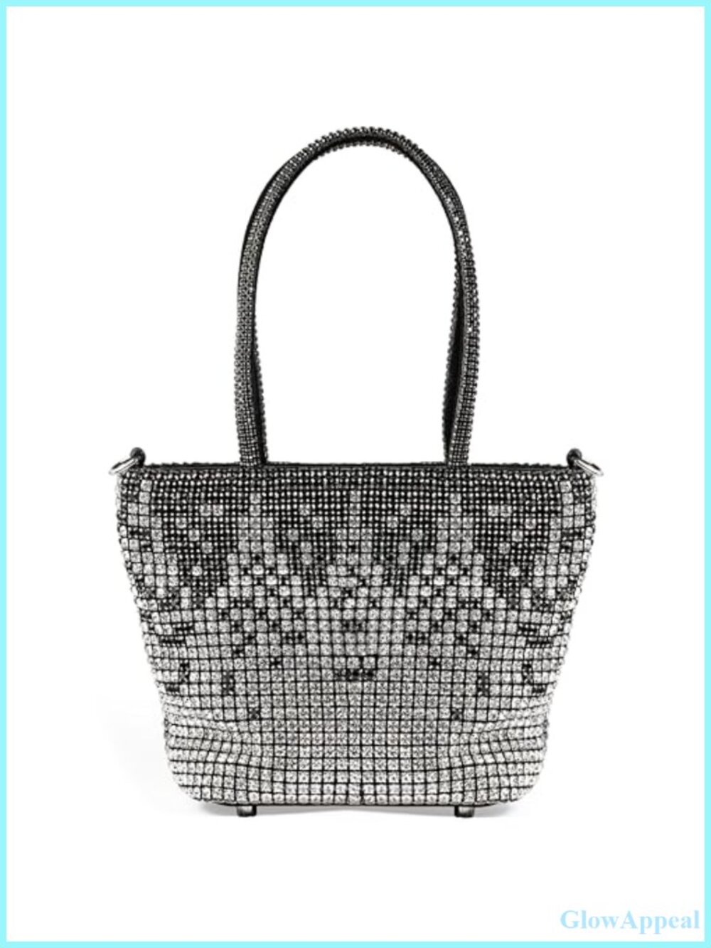 Crystal Rhinestone Evening Tote & Crossbody Bag with Detachable Chain for